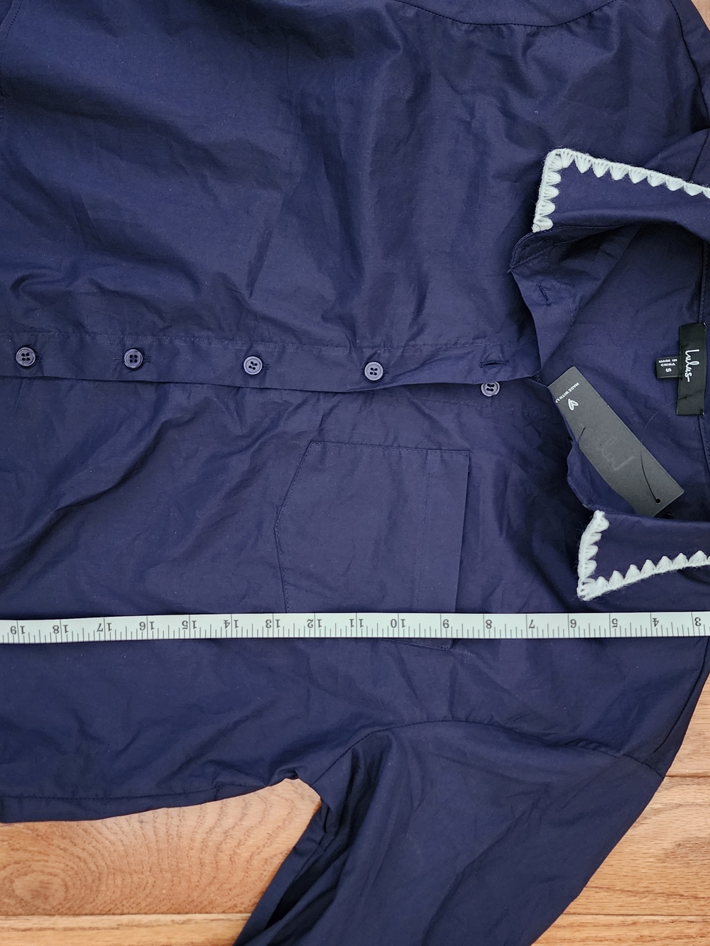 Lulus Navy Button-Front Shirt - Picture 4 of 6